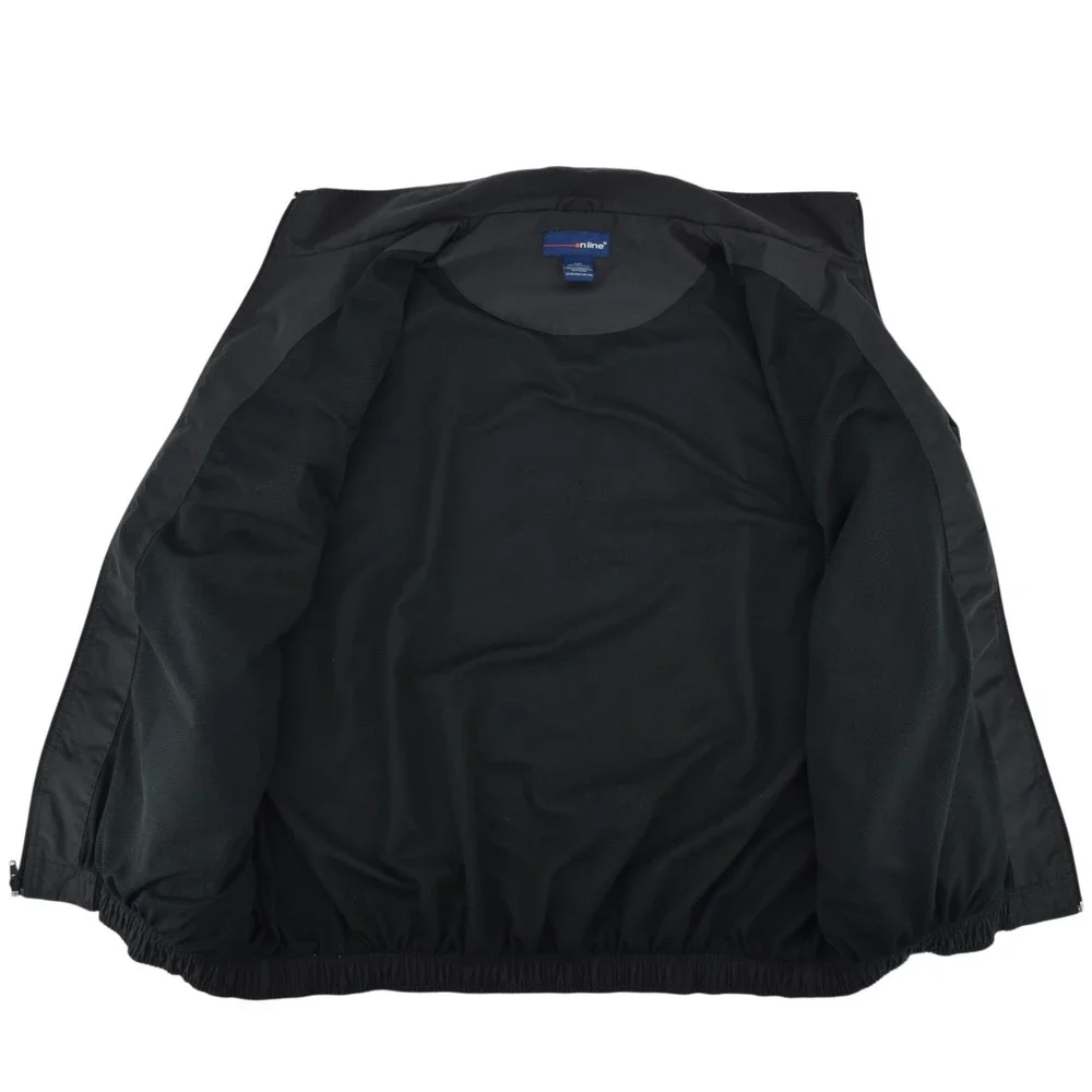 Vintage On Line Windbreaker Jacket Men XXL Black Dual Stripe Full Zip Mesh Lined
